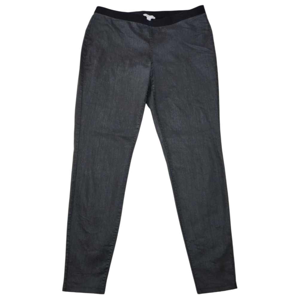 EILEEN FISHER Pull-on Elastic Waist Pants Sz Medium Gray Green Organic Cotton